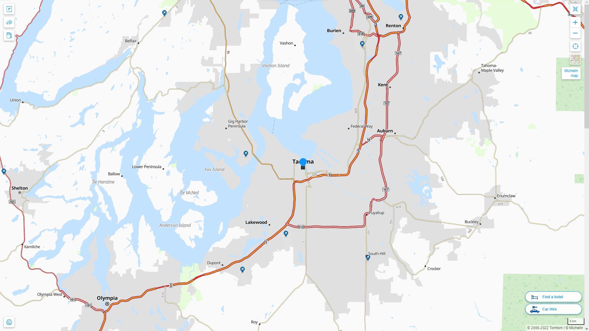 Tacoma Washington Highway and Road Map